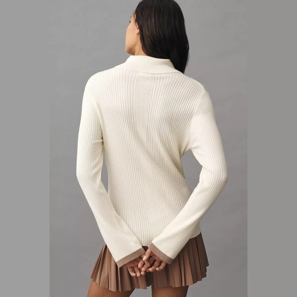 NEW Varley Size XL Ravena Rib-Knit Turtleneck Sweater - Egret - Picture 3 of 4
